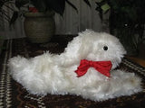 Antique Fechter Austria 14 Inch Laying White Mohair Bunny Rabbit 1950s