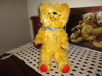 Antique Old 1930's-1940's Yellow Mohair UK Bear 17 Inch Mechanism Arms and Legs