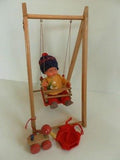 Vintage ES Germany Doll with Beechwood Baby Swing Set Wooden Duck