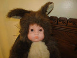 Anne Geddes Baby Doll Wearing Squirrel Outfit 15 inch Tall Unimax Toys 1998