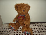 Shaggy Teddy Bear Super Soft with Plaid Paws 15 inch