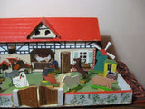 Antique 1930s Gottschalk German Farm with Ore Mountains Animals Doll House