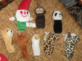 Set of 12 Dutch Assorted Animal Finger Puppets Monkey Panda Gnome