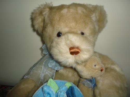Gund Mother Bear & Baby 17 inch Faux Mink Jewel Box Satin Birthday Cake