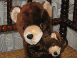 Ali Dada Toys Switzerland Dark Brown Teddy Bear Plush Holding Baby 10 Inch