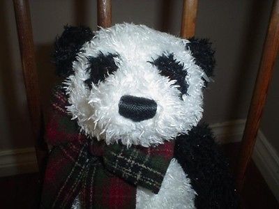 Gund Heads & Tales Panda Bear Plush Stuffed Animal Soft Toy Plaid