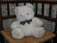 Tcc Continuity UK 1980s White Plush Bear 26 CM with Bow