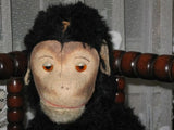 Old Antique German Black Monkey 20 Inch 51 CM Artificial Silk Mohair 1930s