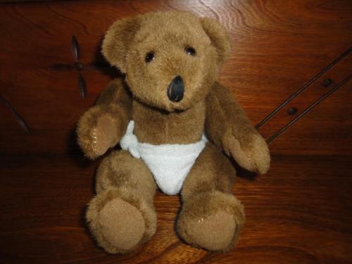 Humpback Brown Baby Teddy Bear in Diaper 9 inch Jointed