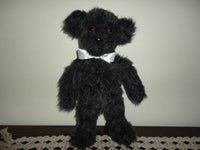 Vintage Bear Black & Grey Shaggy Plush Googly Eyes RARE