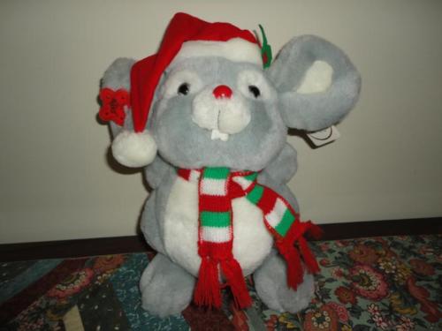 Russ Vintage MISCHIEF MOUSE Christmas Caress Soft Pet Suede Tail All Tags