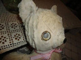 Antique Old White Mohair Teddy Bear 12 Inch Disc Eyes 1940s Rare