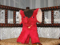 Steiff Baby Elephant Diggi RED 6431/18 18 CM 1973-77 Button