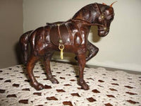 Vintage Leather Horse Figurine Handmade Very Detailed Rare