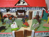 Antique 1930s Gottschalk German Farm with Ore Mountains Animals Doll House