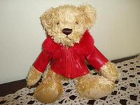Marcel Schurman Usa Teddy Bear  Zippered Jacket Red Faux Fur Collar