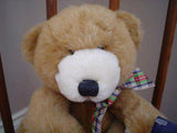 Ganz Checkers Bear Brown Plaid Bow Retired H3675 8 Inch 2000 All Tags New