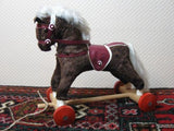 Old Vintage Germany 1960s Horse on Wheels with Doll