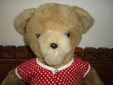 Antique Teddy Bear 14 inch Red & White Polka Dot shirt