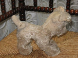 Antique 1950s Anker Germany Standing Mohair Terrier Dog 8" Glass Eyes Bakelite