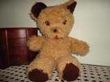 Antique Tongue Bear Beige Brown Plush Best Made Toys Canada 20 inch 1960s