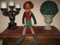 Antique 1950s Schuco German Clown Doll Long Dangling Legs 30 Inch