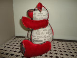 Christmas Bear Red Velvet Plaid & Canvas Fabric with Sleigh Bell