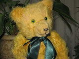 Antique Old Sonneberg Germany Yellow Golden Mohair Bear Green Eyes 18 Inch