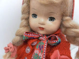 Antique French 1930s Doll Little Red Riding Hood Mohair Wig 13 inch