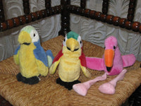 PIA Holland PARROTS & FLAMINGO BIRDS Plush Lot of 3 Rare