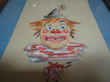 2 Vintage Original Art CLOWN Faces Paintings Watercolors Pair OOAK