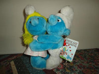 Ganz Peyo Vintage 1982 SMURF & SMURFETTE Hugging Dolls & STORYBOOK TAG