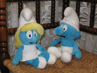 Set of 2 Smurf and Smurfette Plush Toys Puppy SA Belgium 2008