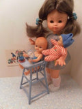 Vintage 1970s Fiba Doll Made in Italy Beds Highchair 6 Dolls Set ES Germany