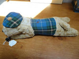 Antique UK England 1939 Sherlock Holmes Dog w Pipe Silk Plush Tartan Fabric