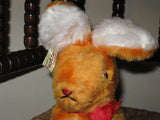 Antique Fechter Austria 1960s 9 Inch Orange White Mohair Bunny Rabbit