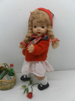 Antique French 1930s Doll Little Red Riding Hood Mohair Wig 13 inch