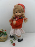 Antique French 1930s Doll Little Red Riding Hood Mohair Wig 13 inch
