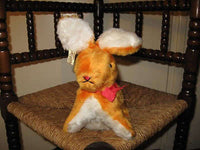 Antique Fechter Austria 1960s 9 Inch Orange White Mohair Bunny Rabbit