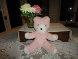 Antique Wendy Boston UK Bear Pink White Plush 14" RARE