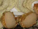 Antique Sonneberg Thuringia Germany Girl Bear Gold Mohair Dressed 15 Inch 1940s