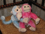 Semo Germany Monkeys Set Pink Blue Poseable Plush Toys Rare