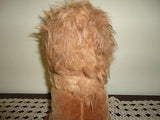 Antique Brown Mohair Lion Glass Eyes 12 Inch Sitting Heavy Wood Fiber 1950s