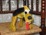 Antique 1950s Schuco German Pluto Dog Yellow Mohair 10 inch Wire Poseable