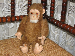 Old Antique German 1920s Steiff Brown Mohair Monkey 28 CM