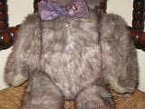 Antique German Bear 1920s Center Seam Purple Tipped Mohair Growler 17 inch