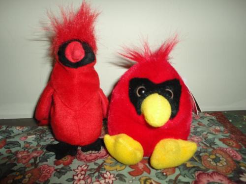 Puffkins CASEY CARDINAL Baby Bird 1994 MJC Stuffed Plush / Ty Mac Cardinal 1999