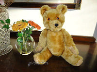 Antique JK Farnell 1960s Golden Mohair Bear Squeaker