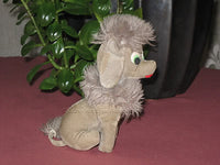 Antique Germany 1950s Velvet Grey Poodle Dog Felt Eyes