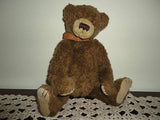 Vintage Brown Jointed Humpback Bear with Leather Studded Collar 13 Inch